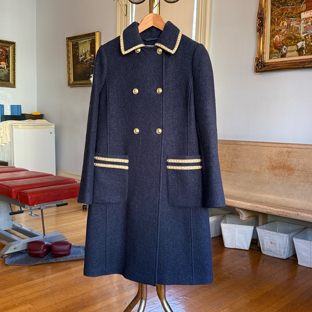 Boden Double-Breasted Military Coat – Navy – Gold Trim – Wool – Size 2 (USA)